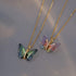 Butterfly Necklace for Women - Fairy Cubic Zirconia Butterfly Pendant Necklaces Titanium Steel (Gold Pink)...