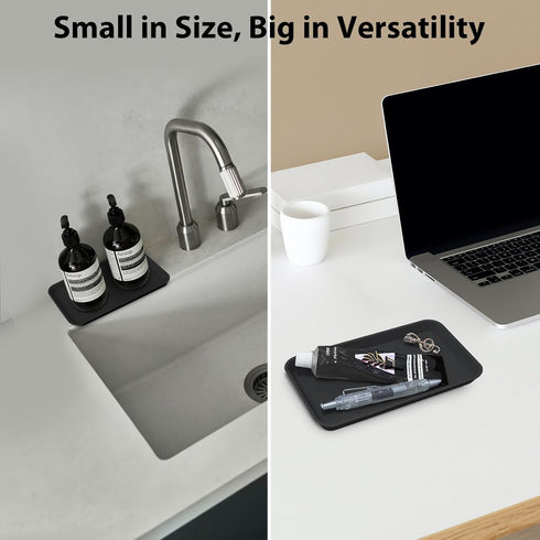 Countertop Vanity Tray, Bathroom Silicone Shatterproof Tray, Soap and Sponge Holder for Kitchen Sink Toilet Tank Tray, Bathroom Trays for Counter,...