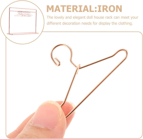 Toddmomy 1 Set Mini Doll Clothes Rack Mini Doll Clothes Hanger Doll Garment Rack with Hangers Miniature Metal Doll Hangers Doll Wardrobe Furniture...
