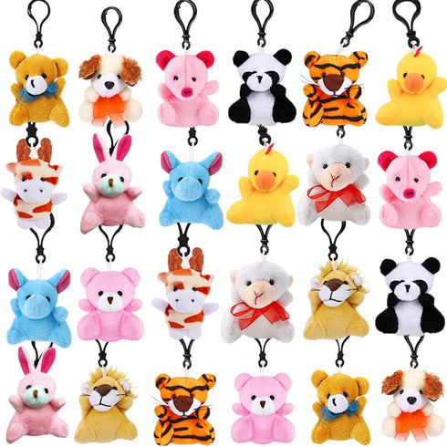 24 Pack Mini Plush Animals, Small Stuffed Animal Keychain Set for Kids Goodie Bag Fillers, Easter Basket Stuffers, Easter Party Favors, Classroom ...