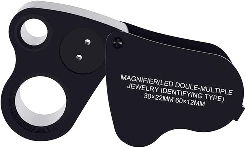 Pineapple 30X 60X Jewelers Loupe Magnifier with Light, Lighted Magnifying Glass Jewelry Loop, Pocket Magnifier for Coins, Jewelry, Plants, Currenc...
