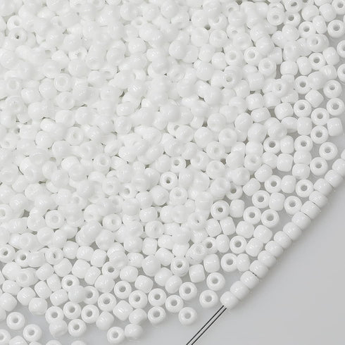 Bala&Fillic White Color 3mm Seed Beads About 3600pcs/100Grams in Bag, 8/0 Glass Craft Beads for Making Bracelet and Necklace (White)...