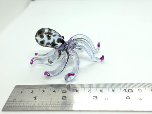Octopus Miniature Figurines Animals Hand Blown Color Glass Art Collectible Gift Decorate 3.5" (Black Purple)...