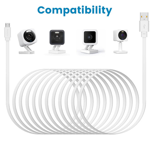 Smays 4-Pack 25 ft Extension Cable for WYZE Cam v4, WYZE Cam v3 and v3 Pro Camera, Long Flat Micro USB Cord...