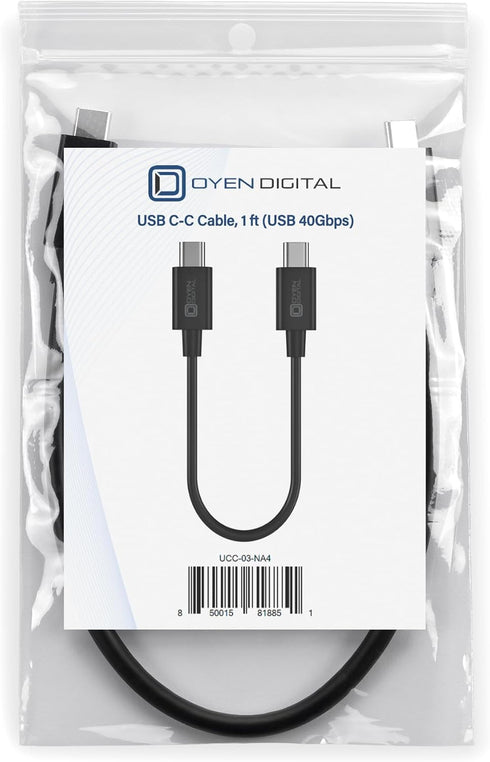 Oyen Digital USB-C USB4 Cable (40Gbps), 1ft (0.3M), 8K Video, 240W Charging...