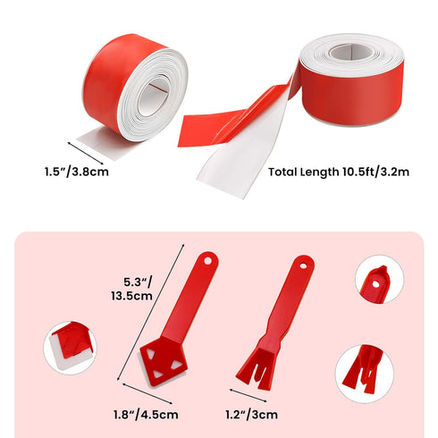 SNAILGARDEN 2 Rolls Bath Sealant Strip, Acrylic Adhesive Caulk Strip with 2Pcs Caulking Tools, White Seal Strip Waterproof Sealant Tape for Bathro...