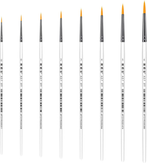 XDT#377 Fine Paint Brushes for Acrylic Painting, Detailing Brush 8 Piece Set for Artists, Small Paint Brushes for Canvas, Watercolor, Oil and Body...