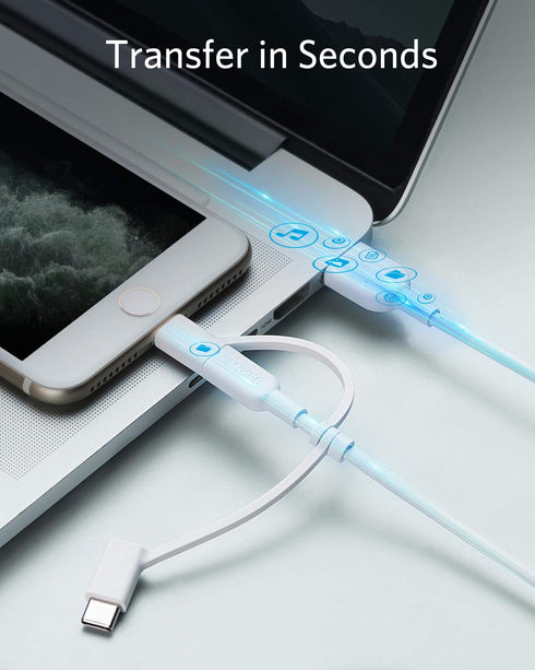 Anker Powerline II 3-in-1 Cable, Lightning/Type C/Micro USB Cable for iPhone, iPad, Huawei, HTC, LG, Samsung Galaxy, Sony Xperia, Android Smartpho...