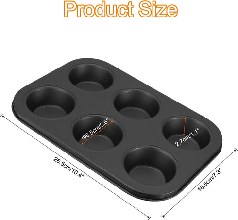 uxcell Cupcake Pan, 6-Cup Non-Stick Muffins Pan Round Cupcake Tins Baking Pan Bakeware Carbon Steel Cake Molds for Baking, Making Muffins Cakes, B...