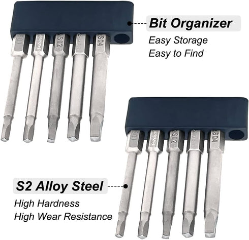 10PCS Magnetic Square Head Screwdriver Bits Set 1/4'' Hex Shank Square Drive Bit S2 Steel SQ1, SQ2, SQ2.7, SQ3, SQ4 Quick Release Power Tools for ...
