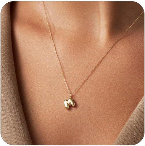Gold Initial Necklaces for Women Cute Small Bubble Letter Necklace Personalized Name Pendant Necklace Gold Jewelry Gifts for Women Girls...