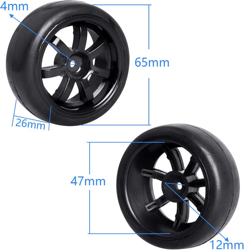 PreGlued 12mm Hex Wheel Rims & OD 2.56" Rubber Tires for 1/10 On-Road Touring Car Drift for Traxxas 4tec 2.0 3.0 Tamiya TT02 TT01 HPI RS4 Wltoys 1...