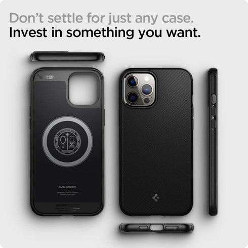 Spigen Mag Armor (MagFit) Compatible with MagSafe Designed for iPhone 12 Pro Max Case (2020) - Matte Black...