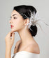 Bridal 1920s Flapper Feather Hair Clip Pin Crystal White Feather Roaring 20s Headpiece Prom Party Festival Hair Jewelry for Women...