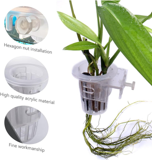 6Pcs Acrylic Aquarium Plant Holder Top of Tank Aquatic Plant Cups Aquarium Plant Pot Fish Tank Plant Basket Aquarium Planter Cups for Aquarium Dec...