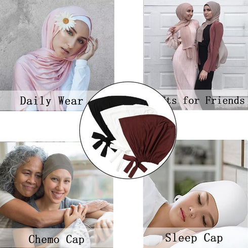 Women Under Scarf Hat Hijab Cap Islamic Muslim Under Scarf Hijab Cap with Tie-Back Closure...