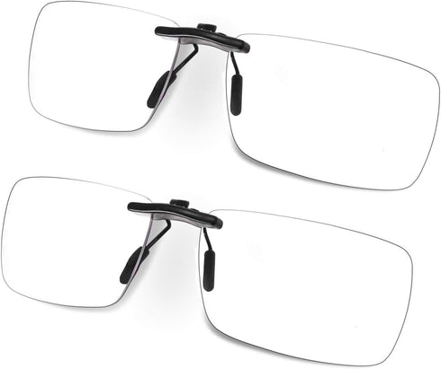 FONHCOO Clip-on Blue Light Blocking Glasses Night Driving Sunglasses 2 Pack Lens over Prescription Glasses for Women Men (2 Pack Transparent Blue ...