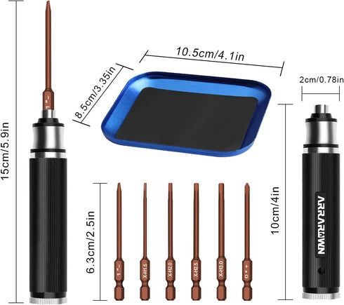 9Pcs RC Car Tool Kit 6 in 1 Hex Screwdriver Set with Tray,Cross Wrench Hobby Repair Tool Kit Compatible with Most of RC Cars Truck Buggy Truggy Ra...