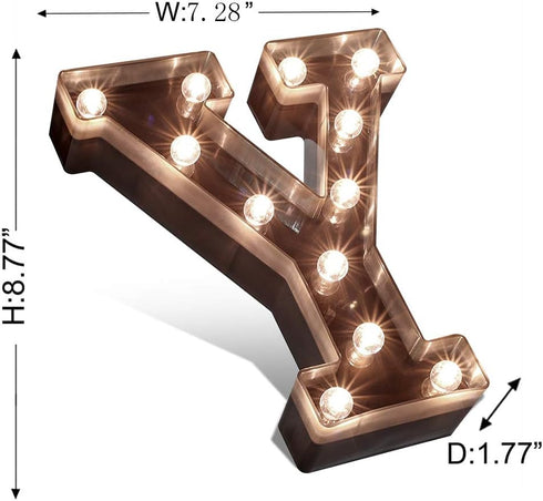 Glintee Light up Letters LED Letter Black Alphabet Letter Night Lights for Home Bar Festival Birthday Party Wedding Decorative -Y...