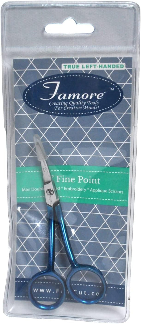 Famore Cutlery True Left Handed Mini Double Curved Machine Embroidery Scissors 748CL, Stainless...
