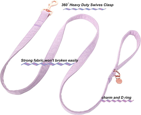 DOGWONG Cotton Dog Collar Leash Set, Purple Pet Collar Durable Adjustable Puppy Dog Collar for Small Medium Large Dogs...