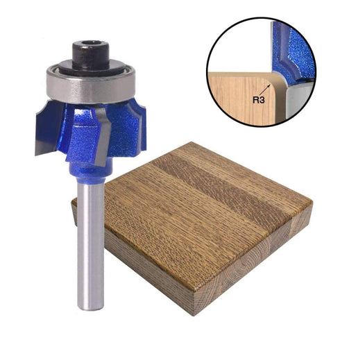 Mesee 4 Teeth R3 Industry Grade Carbide Roundover Router Bit, 1/4 Inch Shank Corner Rounding Curved Edge Forming Trimming Cutter Woodworking Milli...