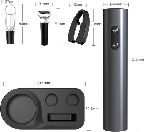 Electric Wine Bottle Opener Automatic Corkscrew Remover with Base, Foil Cutter, Wine Pourer, Vacuum Stopper for Wine Lovers Gift Home Kitchen Part...