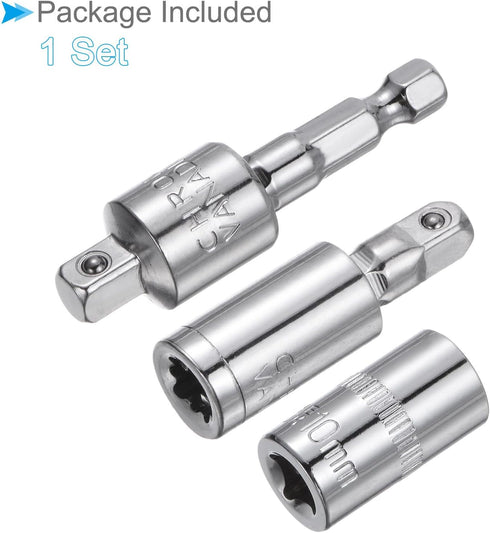 Impact Socket Adapter Set, 1/4" Drive 8mm 1/4" Shank, CR-V Shallow Socket Swivel Joints Hexagon Shank - (Applications: for Cordless Drill, Impact ...
