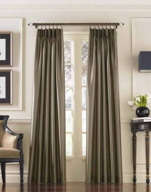 Curtainworks Marquee Faux Silk Pinch Pleat Curtain, 1 Panel, 30 by 84", Bronze...