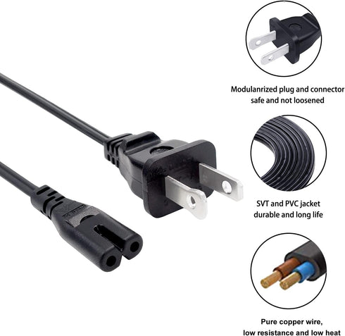 Power Cord for JBL Partybox On-The-go 300 Link View 500 Speaker Cinema Soundbar Subwoofer SB100 SB200 SB250 SB350 SB400 Sound Bar System 2 Prong 8...