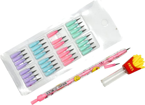 24PCS Food Non Sharpening Pencils Stackable Pencils Chips Pencil Hamburger Ice Cream Pencil Cola Pencils With 128 Replacable Nibs For School Stude...