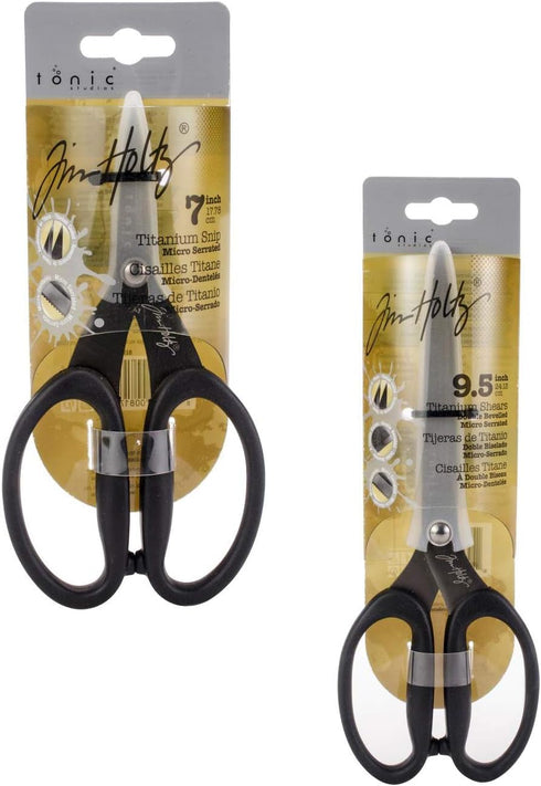 Tim Holtz Micro-Serrated Titanium Shears & Snips Scissor Set, 9.5 Double Beveled Titanium Shears & 7.5 Titanium Snips...