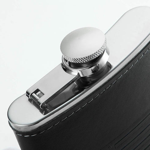 Stainless Steel American Flag Flask, Soft Touch Cover Liquor Flasks 8oz | Leak Proof Black PU Leather Heavy Duty Hip Set, Includes Funnel...