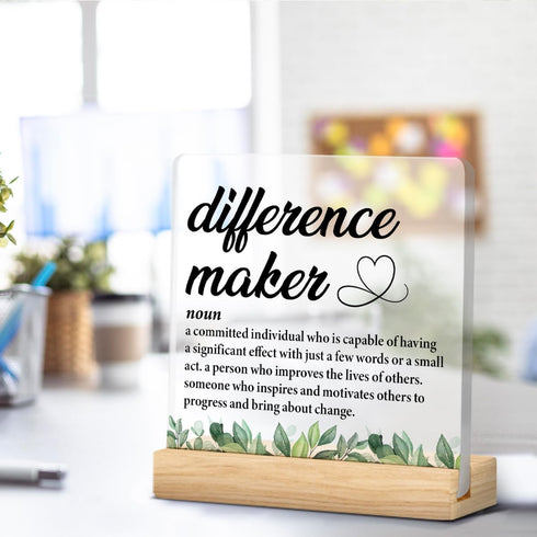 Difference Maker Gifts, Thank You Gifts for Coworker Leader Boss Mentor Employee Mom, Difference Maker Definition Clear Desk Decorative Sign Desk ...