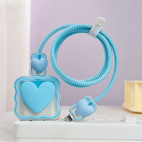 Cute Waves DIY Cable Protector for iPhone Charger,Kawaii 3D Love Heart Design,Data Cable USB Charger Data Line Phone Wire Saver Protector for iPho...