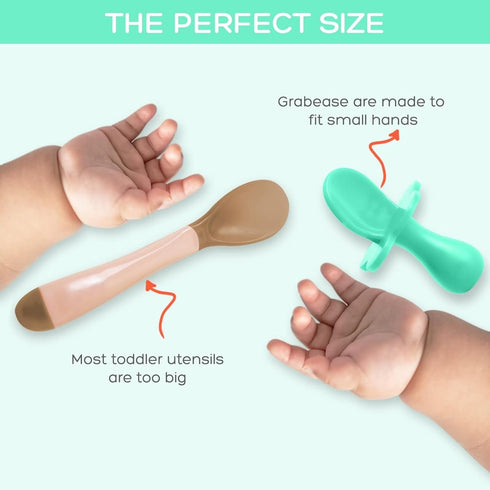 Grabease Baby Spoons Toddler Utensils Baby Spoon Toddler Forks, BPA-Free & Phthalate-Free for Baby & Toddler, 2 Sets, Mint and Orange...