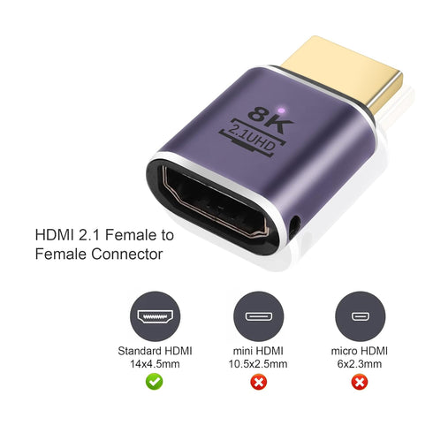 PNGKNYOCN 8K HDMI Adapter, 48Gbps HDMI 2.1 Male to Female Extender Support 8K@60Hz, 4K@120Hz, HDR, eARC for HDTV,Laptop,Monitor,Projector?2-Pack?...