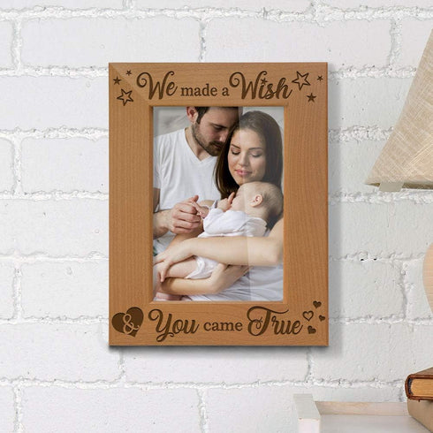 KATE POSH - We Made a Wish & You Came True Engraved Natural Wood Picture Frame, New Baby Gifts, New Mom, New Dad, Adoption Gifts (5x7 Vertical)...