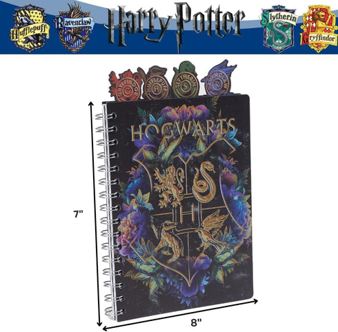Innovative Designs Harry Potter Hogwarts Tab Journal Notebook, Spiral Bound, 96 Lined Pages, 8 x 7 inches, Black...