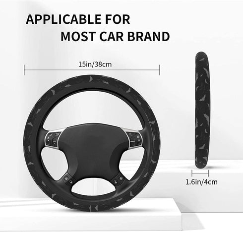 Halloween Gothic Bats Steering Wheel Cover Neoprene Material Creative Patterns Universal 15 inch Premium Non-Slip Breathable Steering Wheel Access...