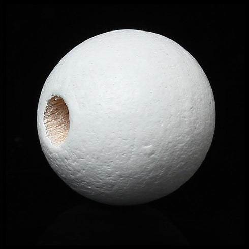 100 Painted White Wood Beads 20mm or 3/4 Inch Wood Beads with 3mm Hole...