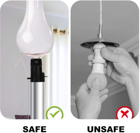 Light Bulb Changer for High Ceilings, with Rope & Anti-Dust Cloth Suction Cup Light Bulb Remover Light Bulb Changing Tool Compatible with DocaPole...