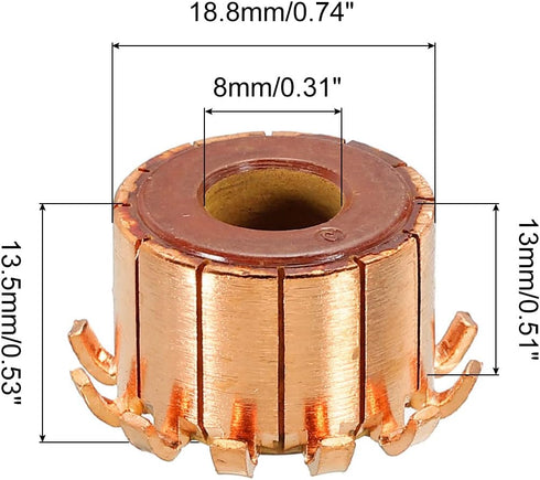 PATIKIL Electric Motor Commutator 12 Gear Teeth 8mm ID 18.8mm OD for Motor Spare Parts...