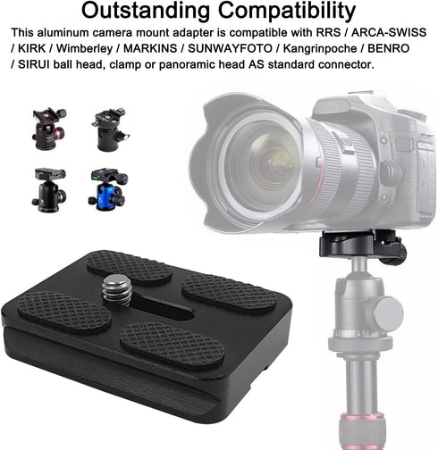 2 Pack 50mm Camera Quick Release Plate with 1/4 "-20 Camera Screw, Tripod Mount Plate Fits Arca Swiss Standard Type Clamp for Camera Tripod Ball H...