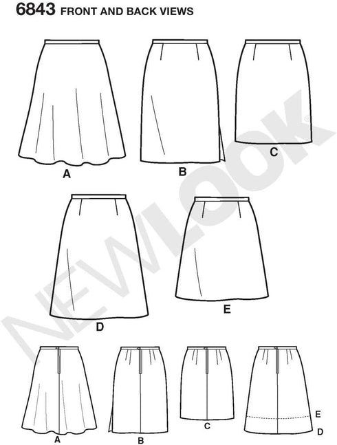 New Look Sewing Pattern 6843 Misses Skirts, Size A (8-10-12-14-16-18)...