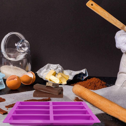Large Rectangle Silicone Mold 2 PCS 8-Cavity Granola Bar Nutrition Cereal Bar Moulds Baking Pan for Energy Bar Chocolate Truffles Muffin Brownie C...