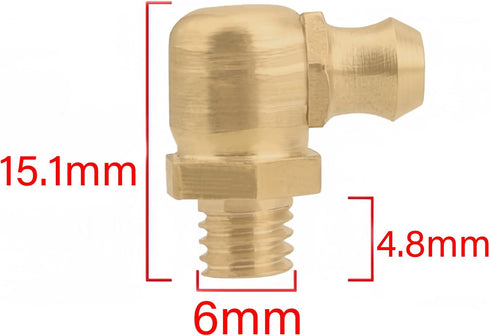 M6 x 1mm Brass Hydraulic Grease Fitting, 90 Degrees, 10Pcs...