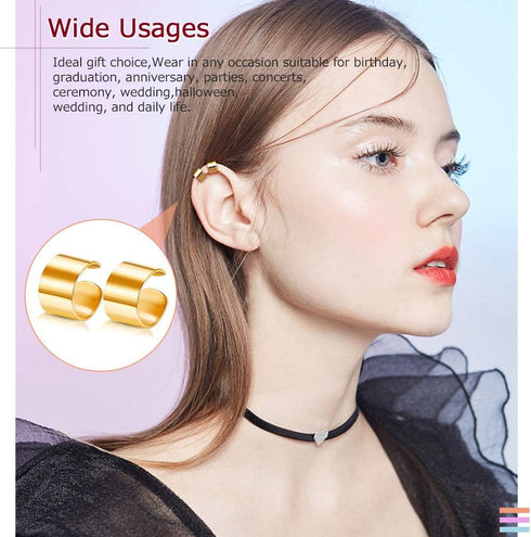 18 Pairs Ear Cuff, Roctee 6 Styles Cartilage Clip On Earrings Set Stainless Steel Ear Clip Fake Cartilage Earring Non Piercing Helix Cartilage Ear...