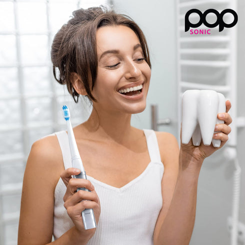 Pop Sonic USB Charge Anywhere Toothbrush(Silver) | Rechargeable Toothbrush w/Up to 40,000 Brush Strokes/Minute-Long-Lasting DuPont Nylon Bristles ...