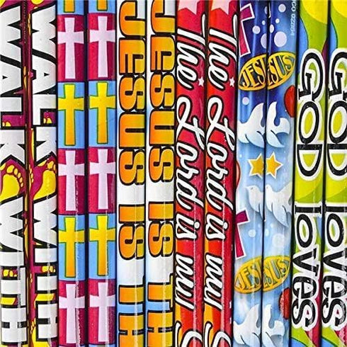 Nikki's Knick Knacks Religious Pencil Assortment - Christian Bible Verse - VBS, Church, Sunday School, Classrooms - 36 Piece...